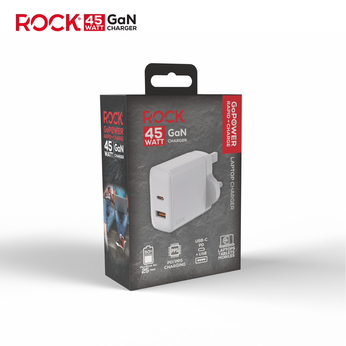 Rock Go Power 45 Watt Dual Port GaN charger