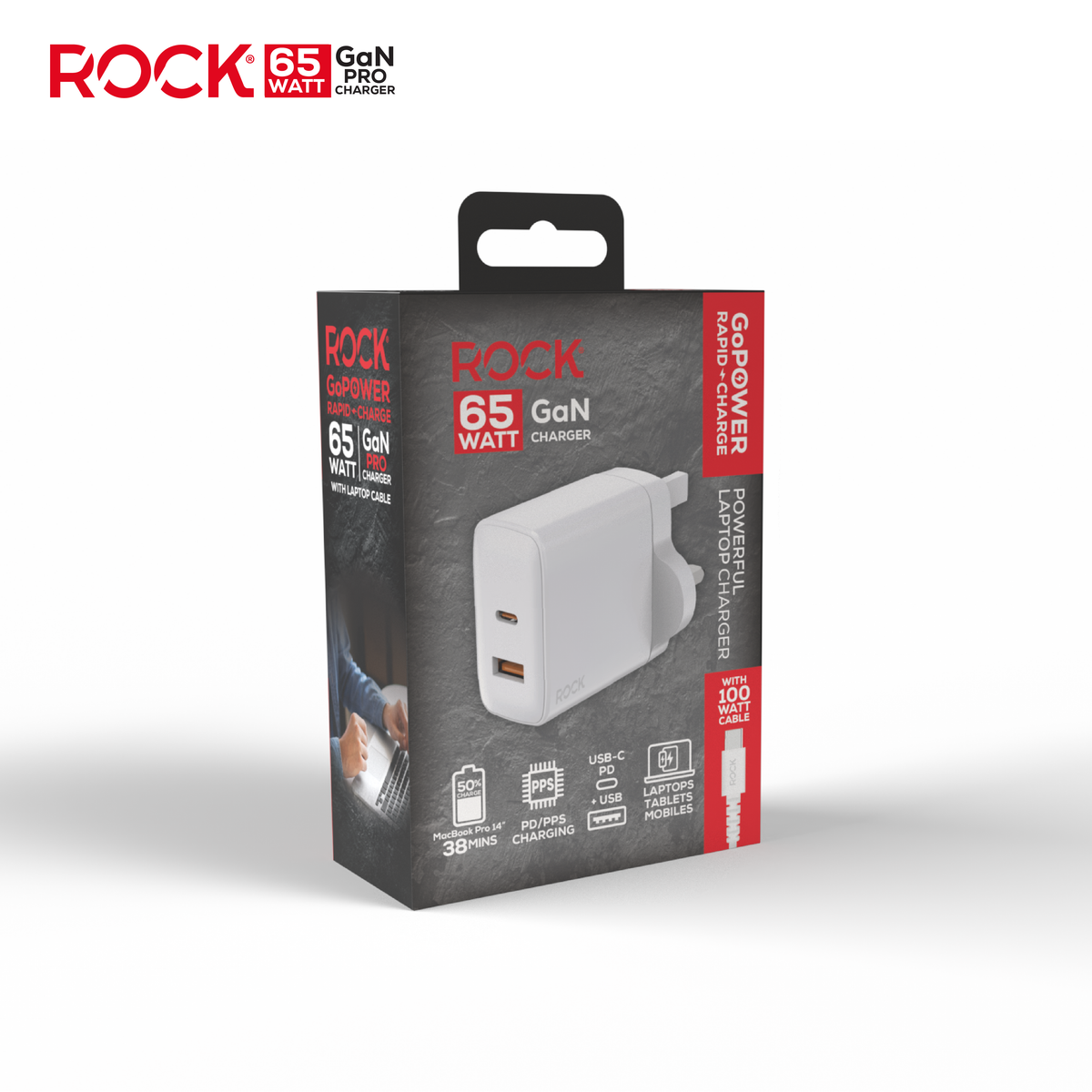 Rock Go Power Pro 65 Watt Dual Port GaN charger