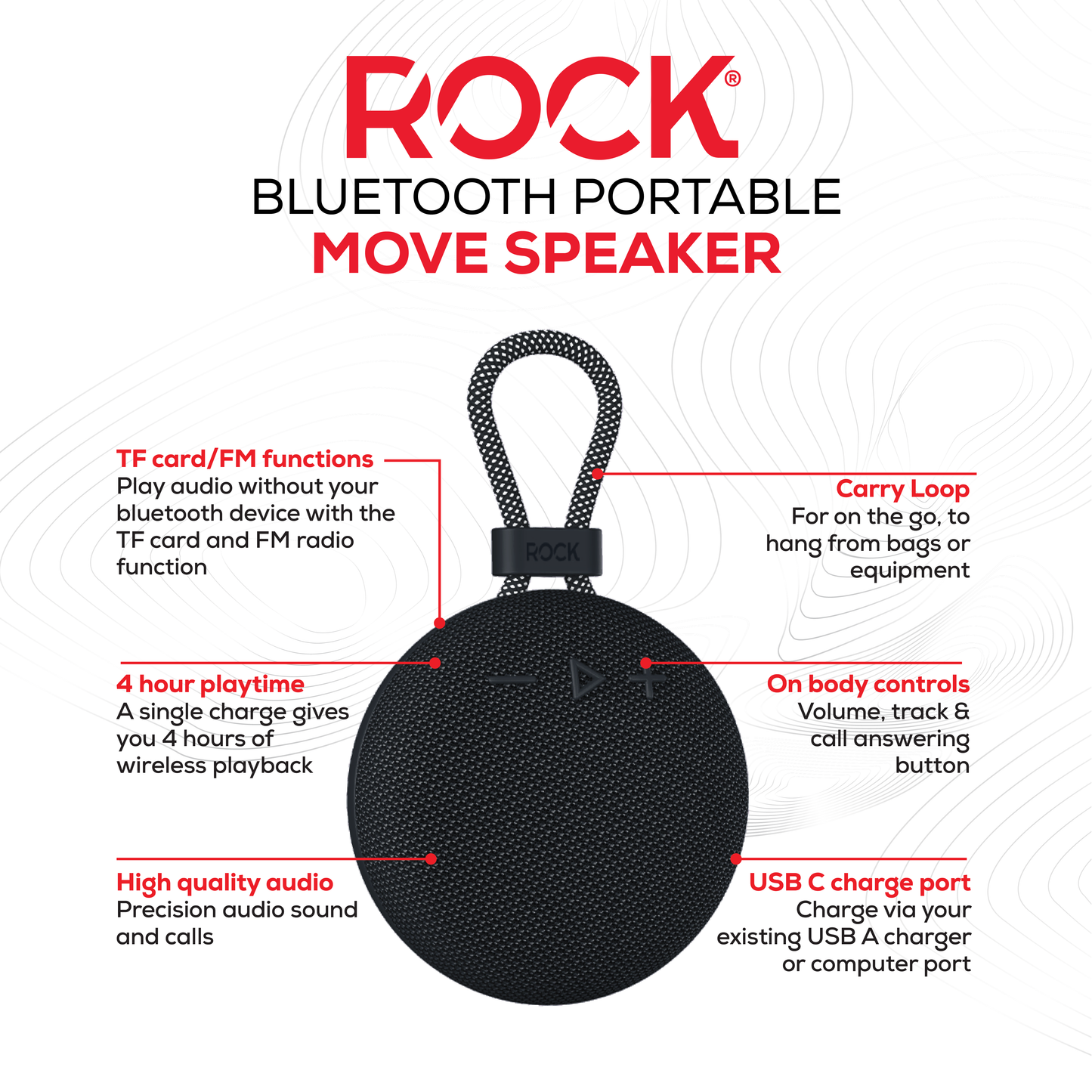 Rock Move Portable Bluetooth Speaker Black