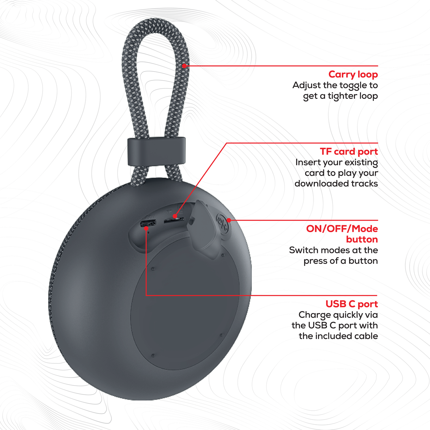 Rock Move Portable Bluetooth Speaker Grey