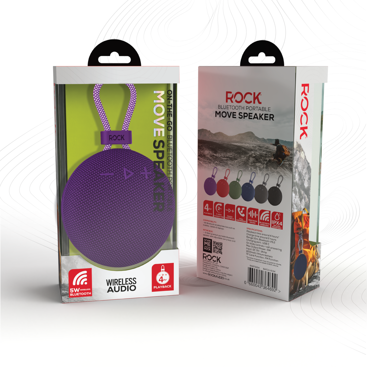 Rock Move Portable Bluetooth Speaker Purple