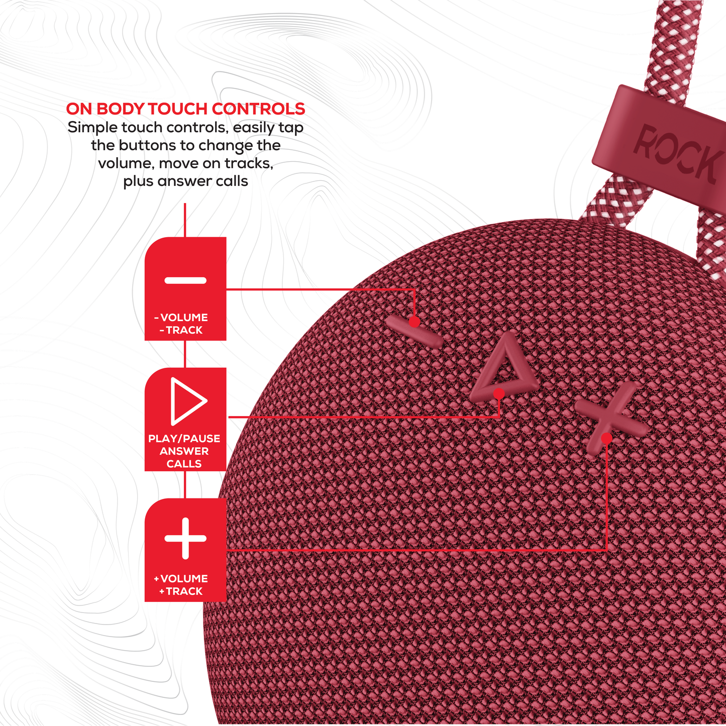 Rock Move Portable Bluetooth Speaker Red