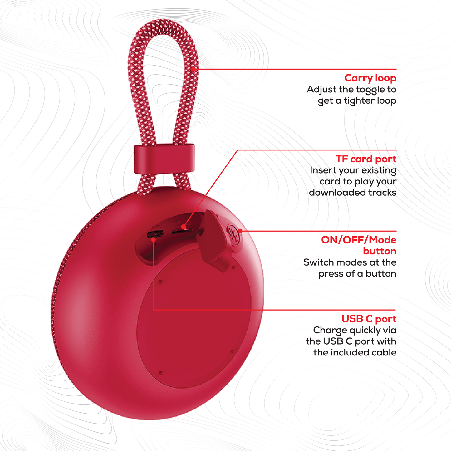 Rock Move Portable Bluetooth Speaker Red