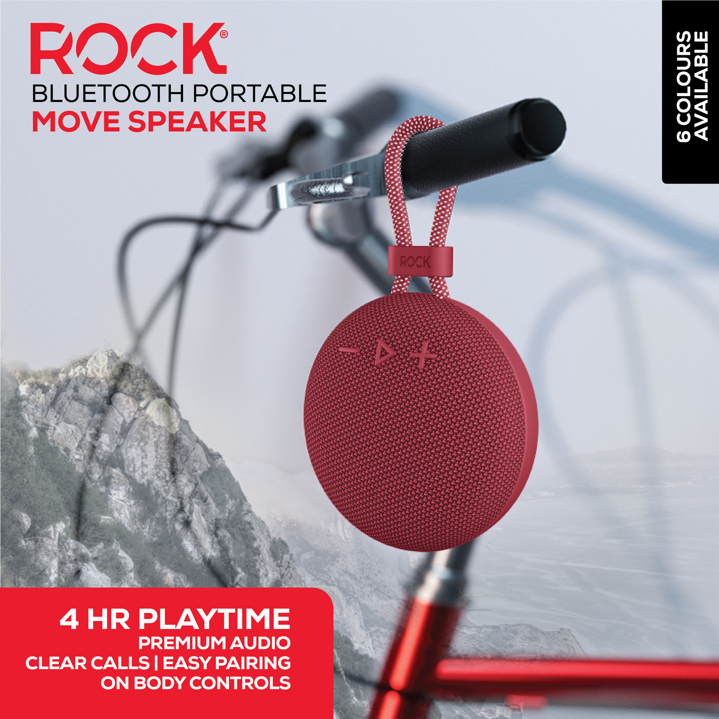 Rock Move Portable Bluetooth Speaker Red
