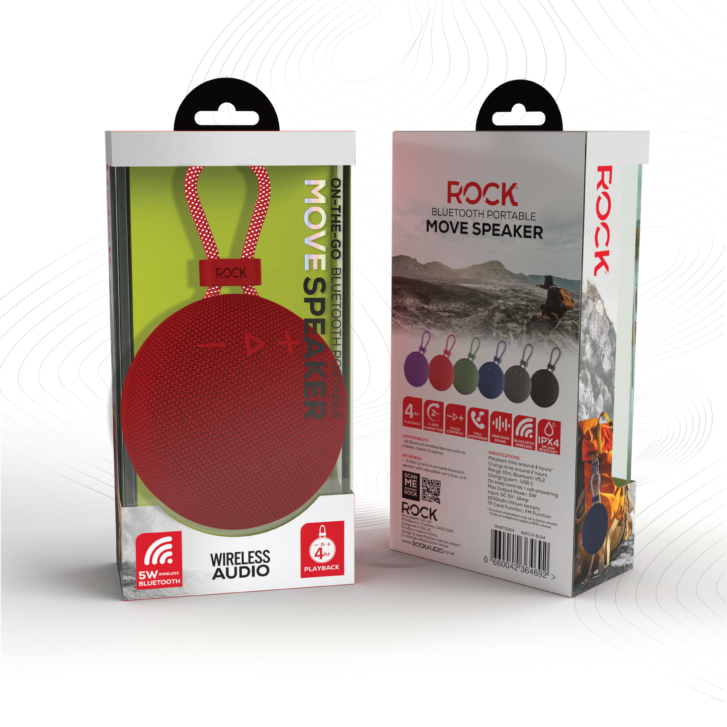 Rock Move Portable Bluetooth Speaker Red