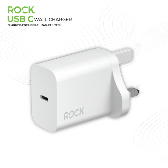 Rock 20 Watt USB Type C Wall charger for your mobile accessories such as phones, tablets and gadgets