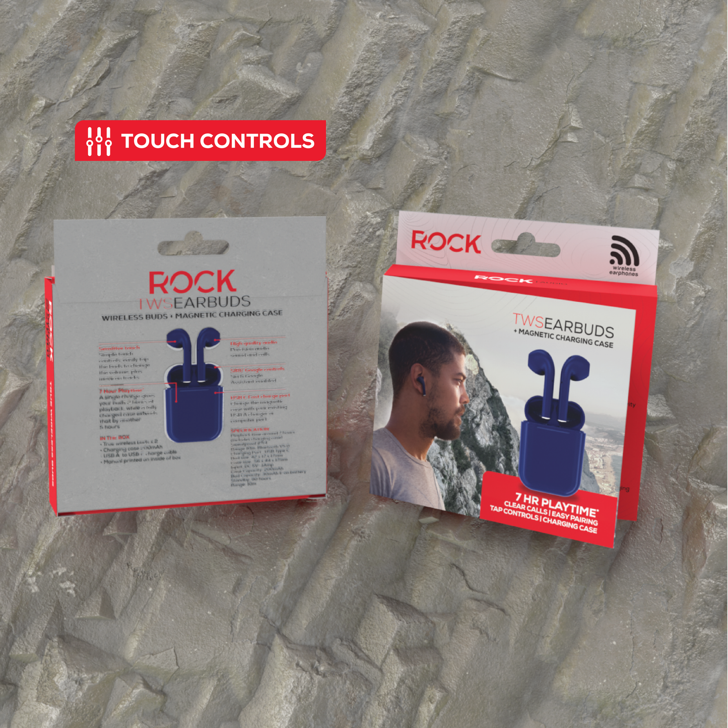 Rock’s TWS earphones offer around 7 hours of playback using the buds + the charging case. Compatible with Apple & Android devices. Comfort-fit earbuds. Sensitive touch controls on the buds enabling forward, rewind, volume, call answering and Siri/Google Assistant control. 10m range. Bluetooth V5.0 for better connectivity. Call answering enabled. Superior audio quality delivers crystal clear sound. USB Type C charging port