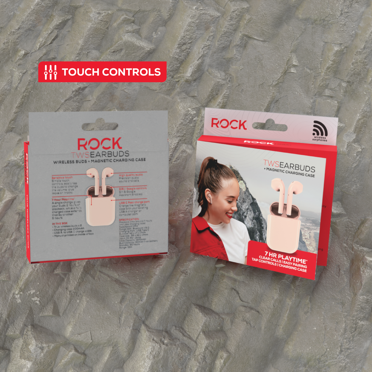 Rock’s TWS earphones offer around 7 hours of playback using the buds + the charging case. Compatible with Apple & Android devices. Comfort-fit earbuds. Sensitive touch controls on the buds enabling forward, rewind, volume, call answering and Siri/Google Assistant control. 10m range. Bluetooth V5.0 for better connectivity. Call answering enabled. Superior audio quality delivers crystal clear sound. USB Type C charging port
