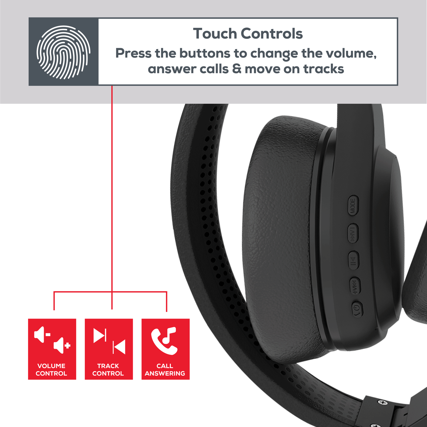 Rock Montari Lite Bluetooth On-Ear Headphones with 14 hour Playback - Black