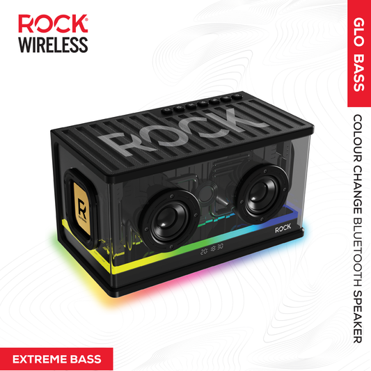 Rock Glo Bass 40W Bluetooth Speaker with Colour-Changing LED Lights