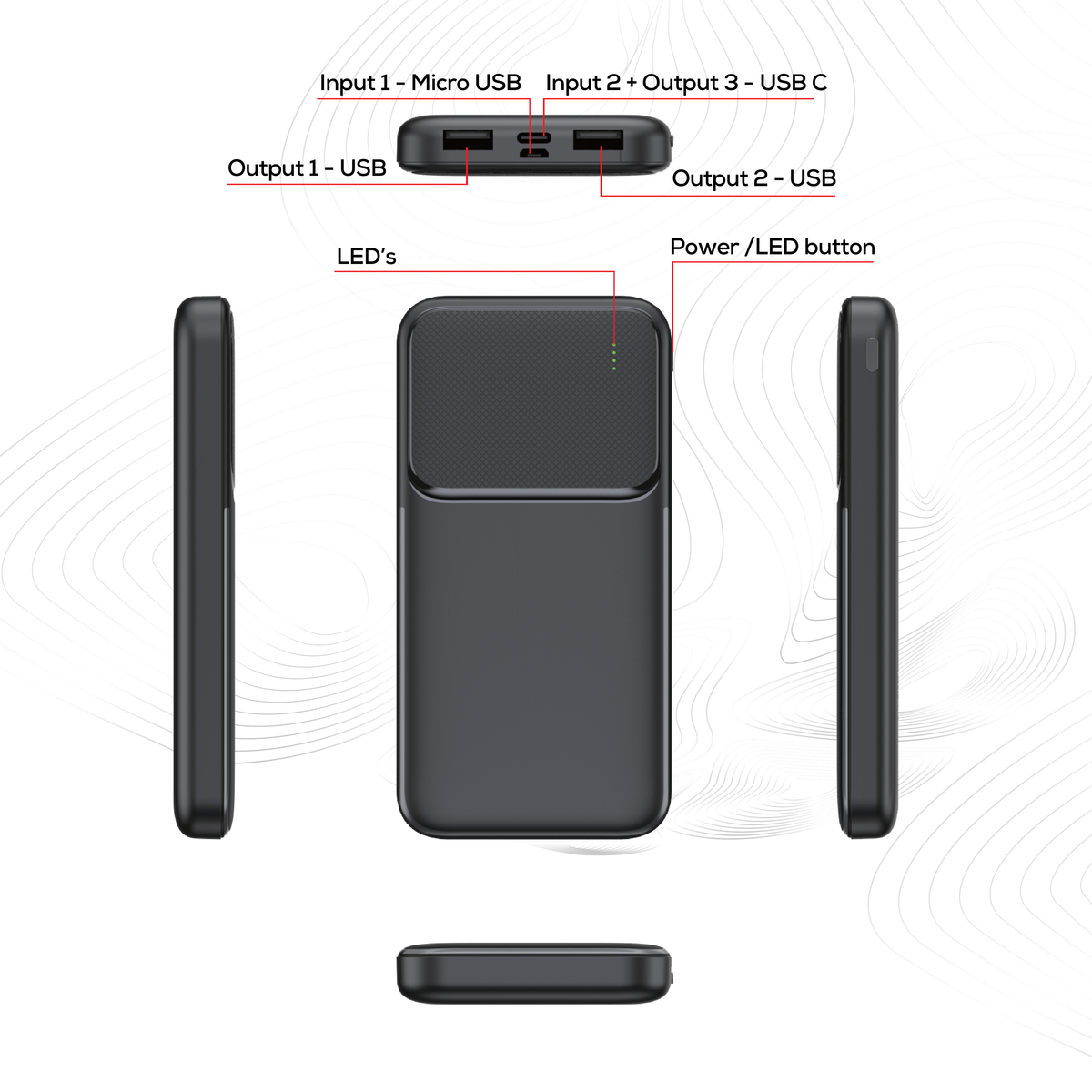 Rock Go Power 10,000 mAh Power Bank, 2 charges