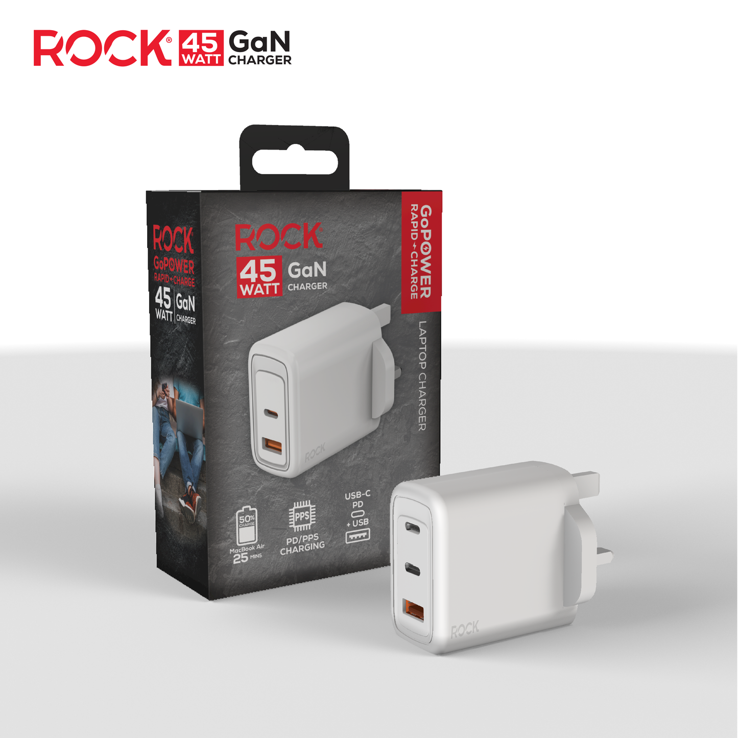 Rock Go Power 45 Watt Dual Port GaN charger
