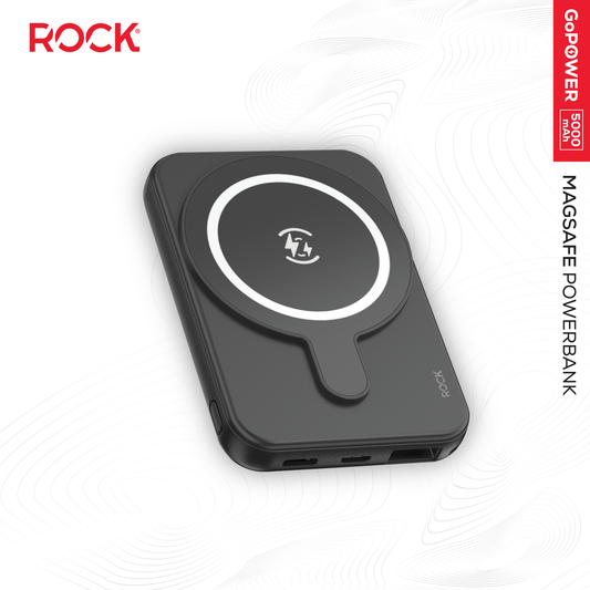 Rock Go Power MagSafe 5000 mAh Power Bank, Provides 1 full charge - Black