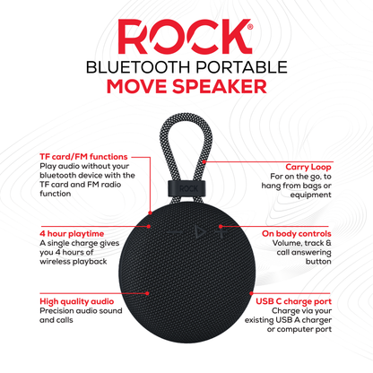 Rock Move Portable Bluetooth Speaker Black