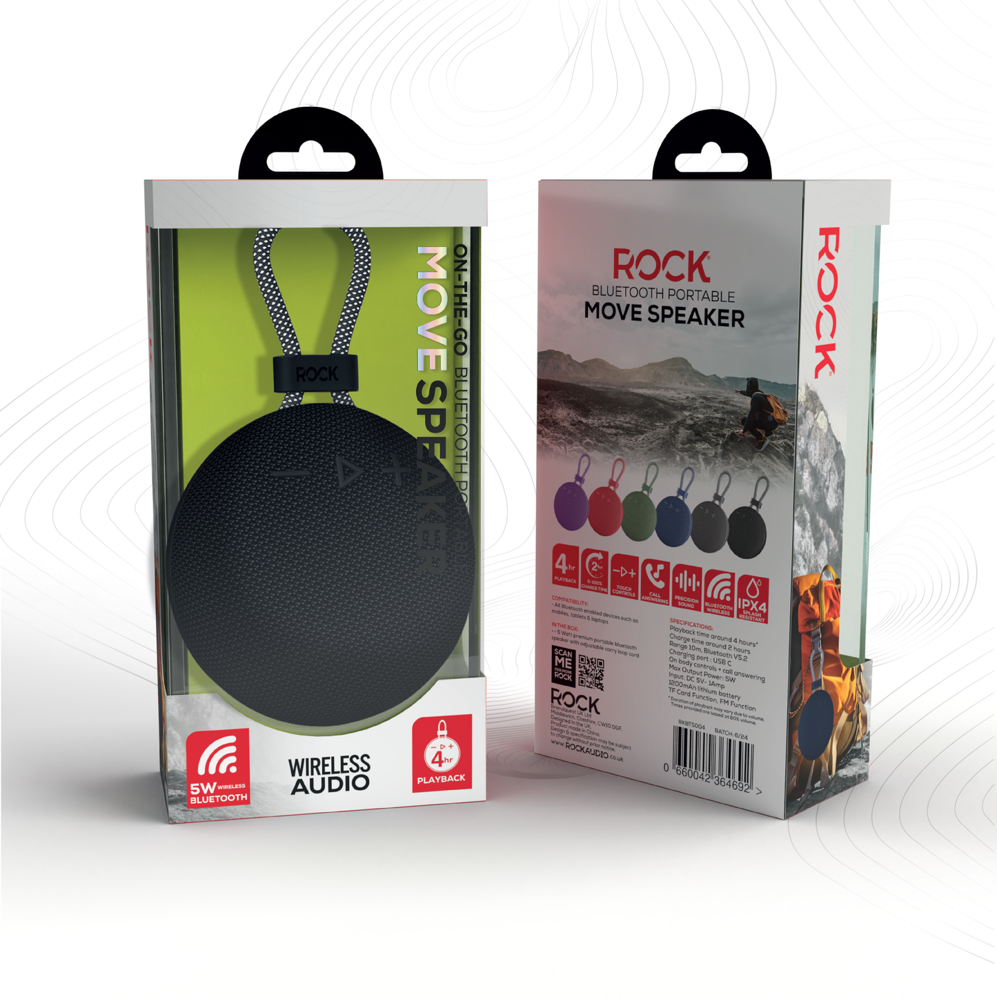 Rock Move Portable Bluetooth Speaker Black