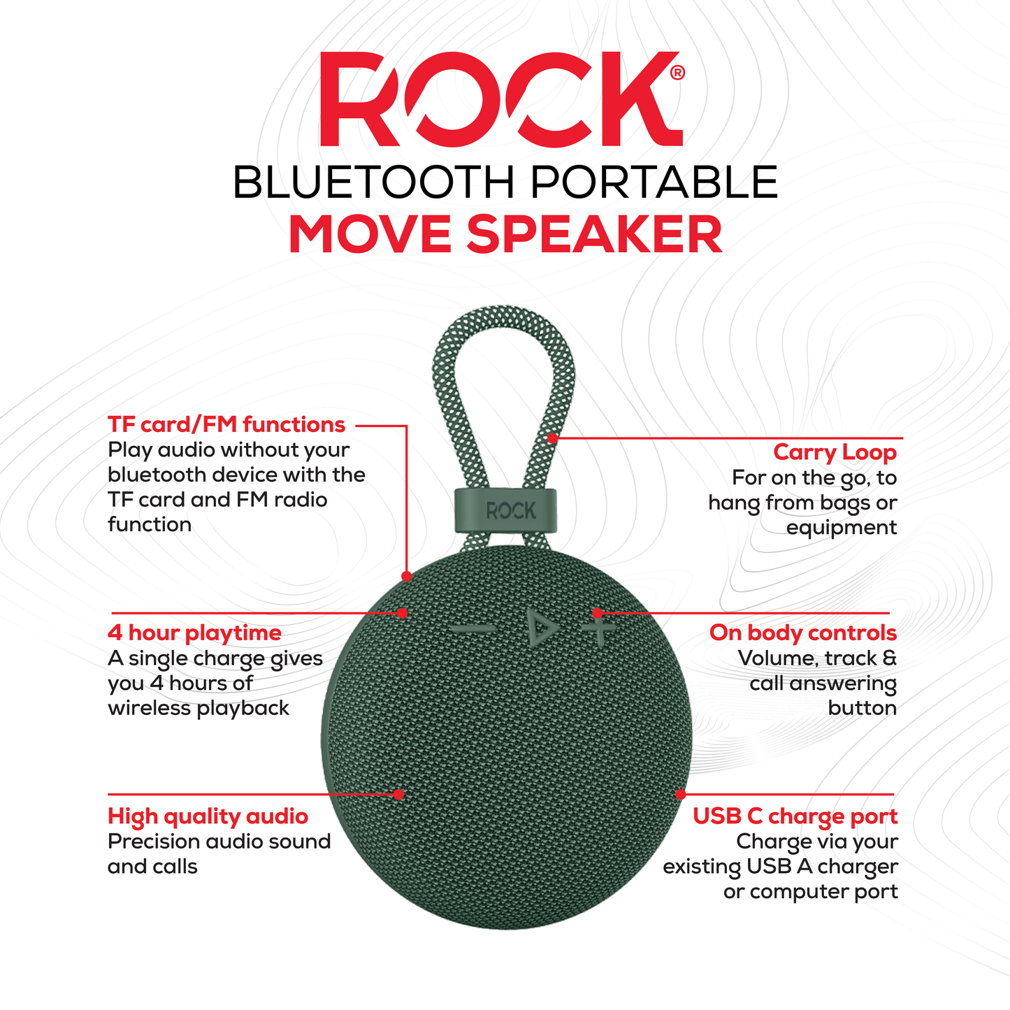 Rock Move Portable Bluetooth Speaker Green