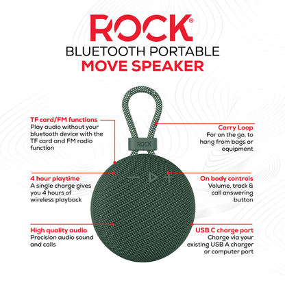 Rock Move Portable Bluetooth Speaker Green