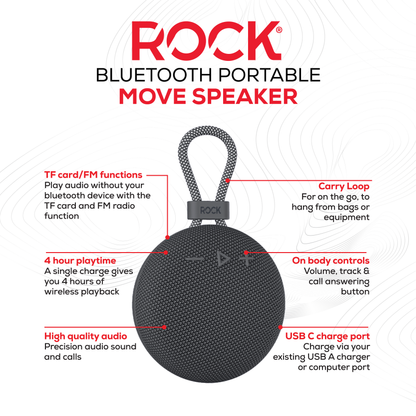 Rock Move Portable Bluetooth Speaker Grey