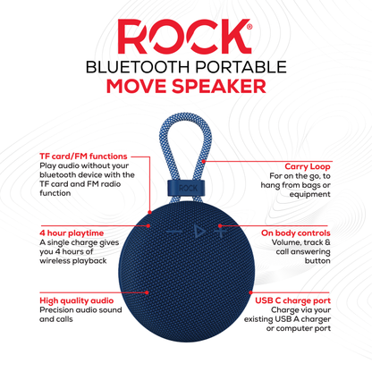 Rock Move Portable Bluetooth Speaker Blue