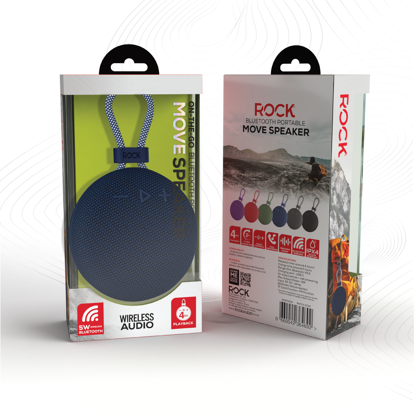 Rock Move Portable Bluetooth Speaker Blue