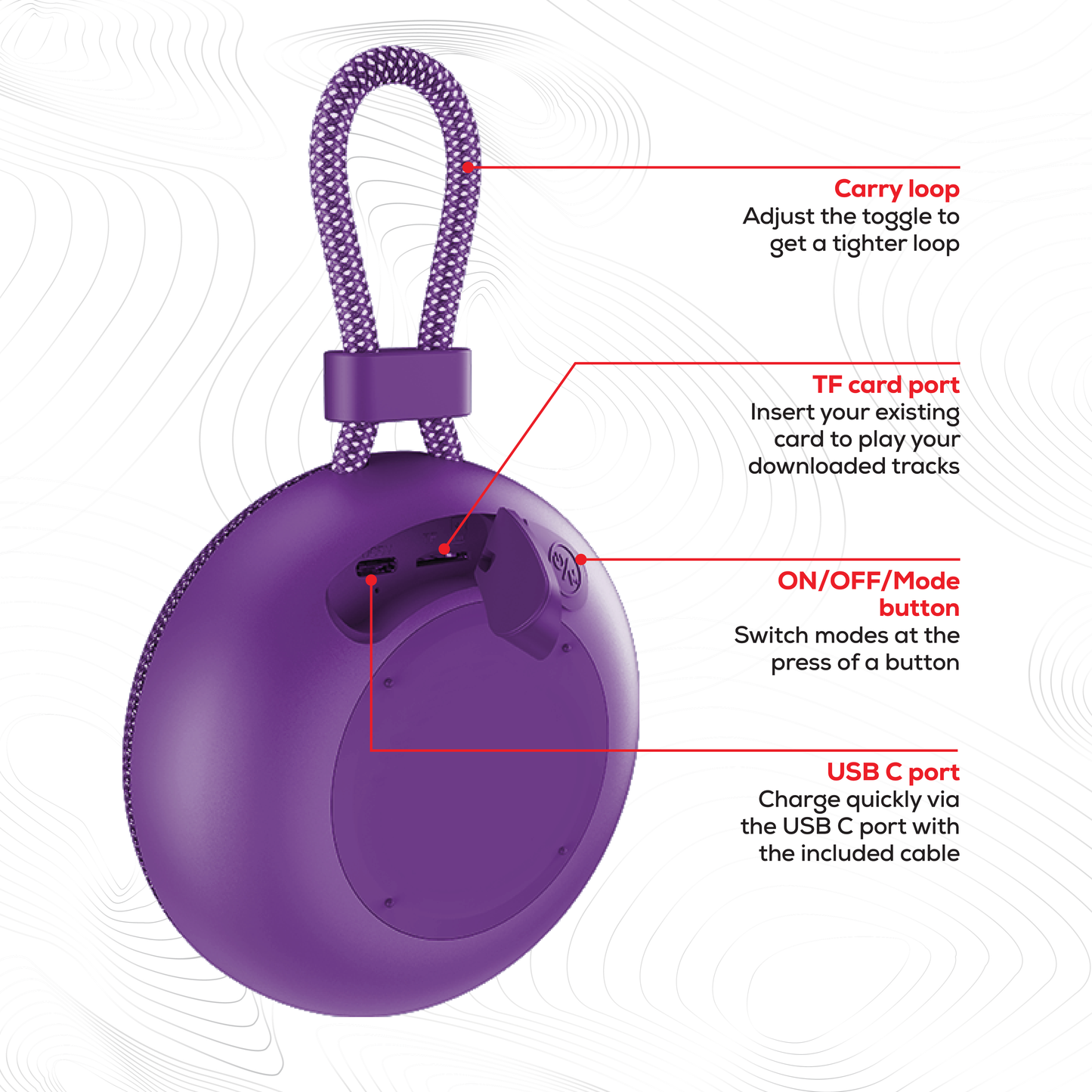 Rock Move Portable Bluetooth Speaker Purple