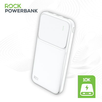 Rock’s 10000 mAh power bank provides your device with around 35 hours extra power and ensures you stay connected and charged up exactly when you need it. Compatible with Apple devices, Android devices, tech and game consoles when used with a compatible cable. Rock's power bank includes surge protection and temperature control, ensuring your devices are safeguarded. Dual USB Ports and USB C Port: Charge multiple devices simultaneously, making it perfect for sharing with friends or family.