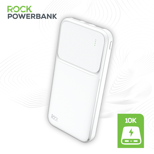 Rock’s 10000 mAh power bank provides your device with around 35 hours extra power and ensures you stay connected and charged up exactly when you need it. Compatible with Apple devices, Android devices, tech and game consoles when used with a compatible cable. Rock's power bank includes surge protection and temperature control, ensuring your devices are safeguarded. Dual USB Ports and USB C Port: Charge multiple devices simultaneously, making it perfect for sharing with friends or family.