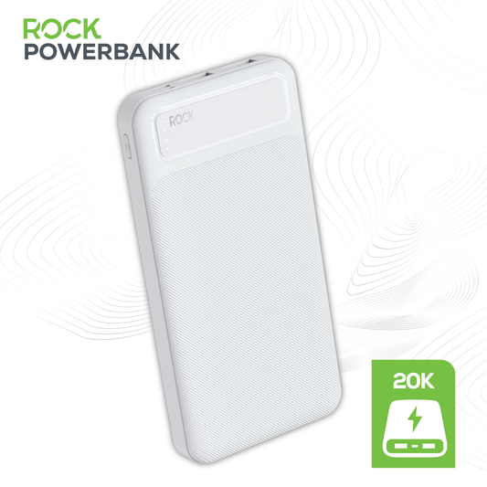 Rock’s 20000 mAh power bank provides your device with around 70 hours extra power and ensures you stay connected and charged up exactly when you need it. Compatible with Apple devices, Android devices, tech and game consoles when used with a compatible cable. Rock's power bank includes surge protection and temperature control, ensuring your devices are safeguarded. Dual USB Ports and USB C Port: Charge multiple devices simultaneously, making it perfect for sharing with friends or family.