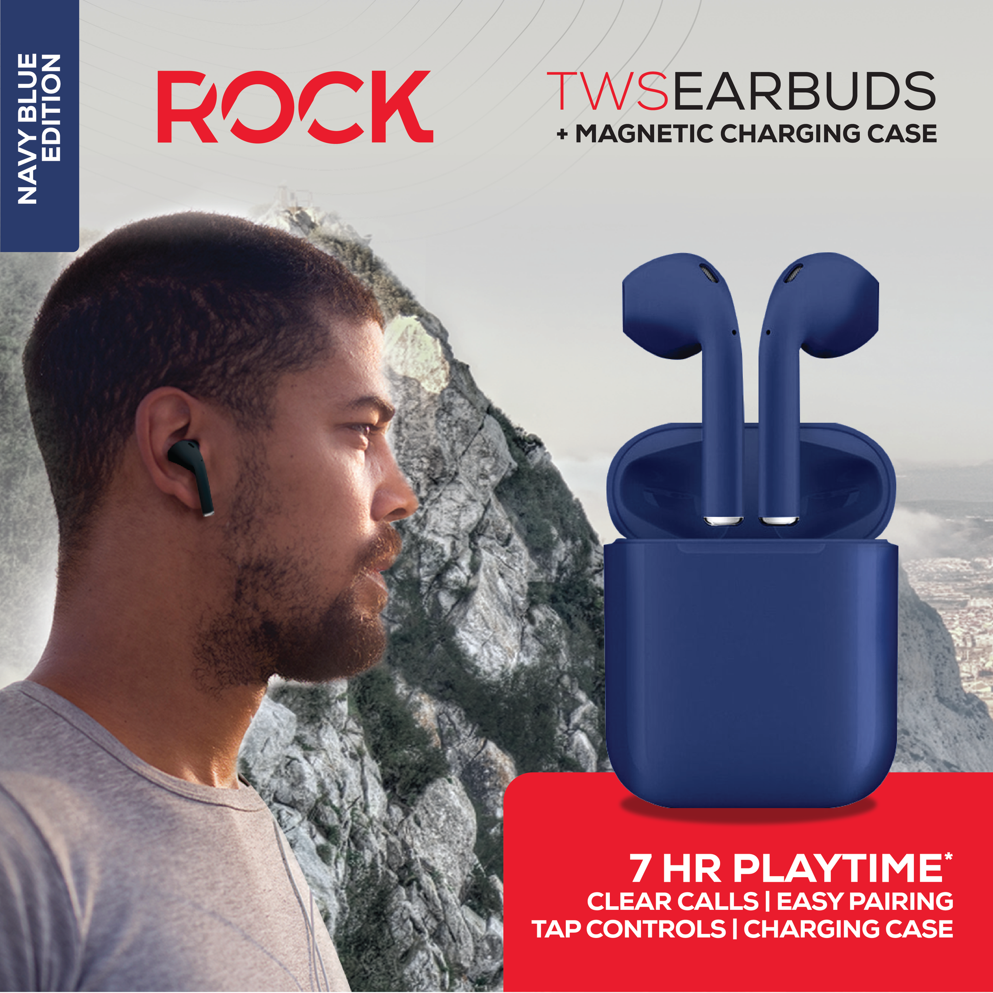 Rock’s TWS earphones offer around 7 hours of playback using the buds + the charging case. Compatible with Apple & Android devices. Comfort-fit earbuds. Sensitive touch controls on the buds enabling forward, rewind, volume, call answering and Siri/Google Assistant control. 10m range. Bluetooth V5.0 for better connectivity.  Call answering enabled. Superior audio quality delivers crystal clear sound. USB Type C charging port 