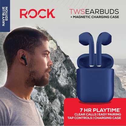 Rock’s TWS earphones offer around 7 hours of playback using the buds + the charging case. Compatible with Apple & Android devices. Comfort-fit earbuds. Sensitive touch controls on the buds enabling forward, rewind, volume, call answering and Siri/Google Assistant control. 10m range. Bluetooth V5.0 for better connectivity.  Call answering enabled. Superior audio quality delivers crystal clear sound. USB Type C charging port 