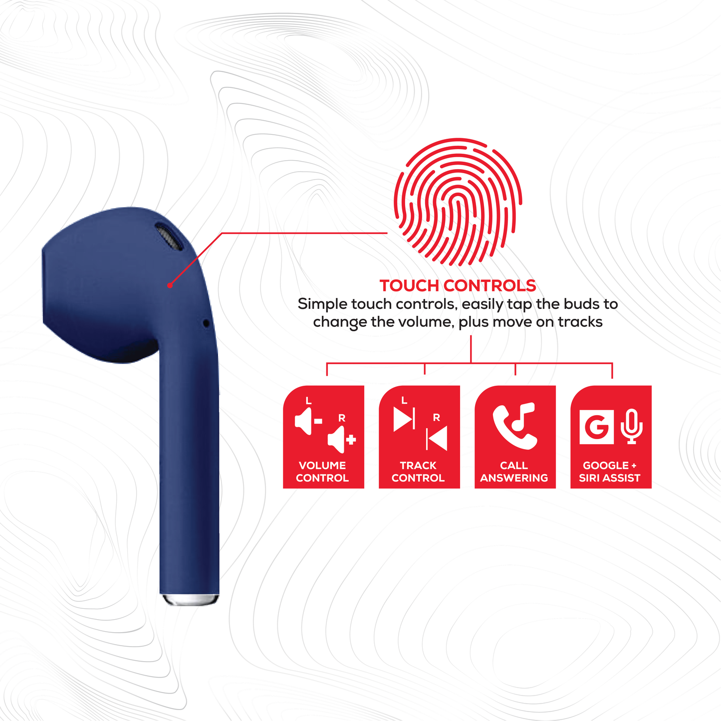 Rock’s TWS earphones offer around 7 hours of playback using the buds + the charging case. Compatible with Apple & Android devices. Comfort-fit earbuds. Sensitive touch controls on the buds enabling forward, rewind, volume, call answering and Siri/Google Assistant control. 10m range. Bluetooth V5.0 for better connectivity.  Call answering enabled. Superior audio quality delivers crystal clear sound. USB Type C charging port 