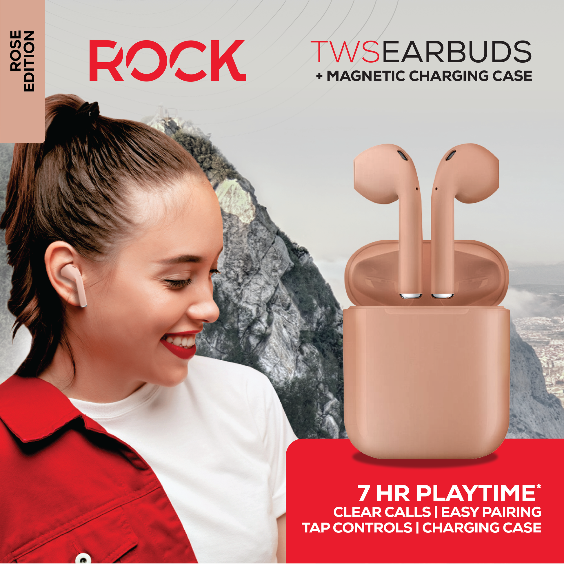 Rock’s TWS earphones offer around 7 hours of playback using the buds + the charging case. Compatible with Apple & Android devices. Comfort-fit earbuds. Sensitive touch controls on the buds enabling forward, rewind, volume, call answering and Siri/Google Assistant control. 10m range. Bluetooth V5.0 for better connectivity.  Call answering enabled. Superior audio quality delivers crystal clear sound. USB Type C charging port 