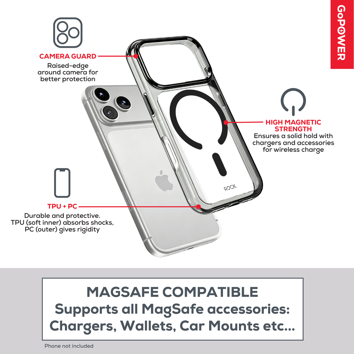 Rock Go Power MagSafe BodyGuard Case for iPhone 17 Pro