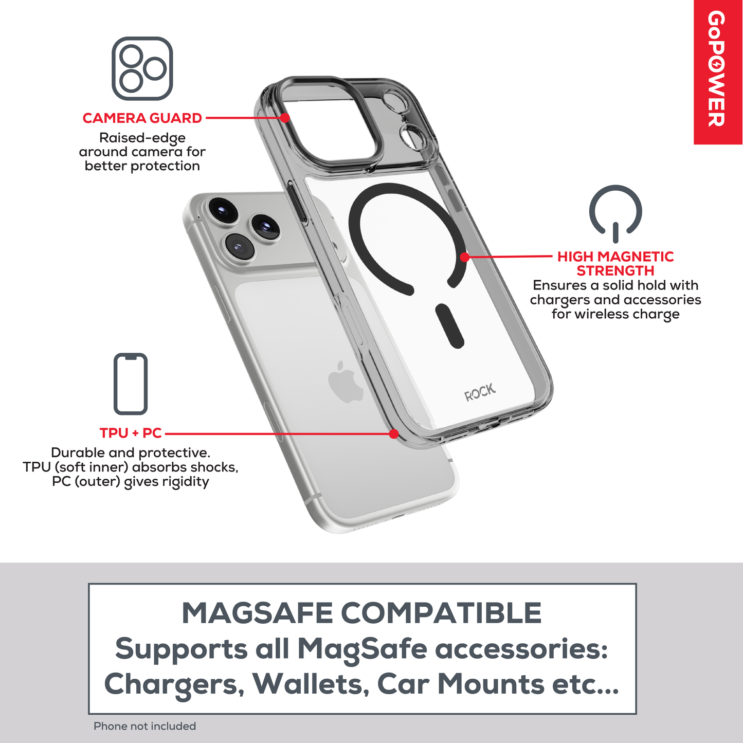 Rock Go Power MagSafe BodyGuard Case for iPhone 17 Pro Max