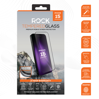 Rock Tempered Glass Screen Protection For iPhone 15