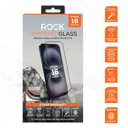 Rock Tempered Glass Screen Protection For iPhone 16