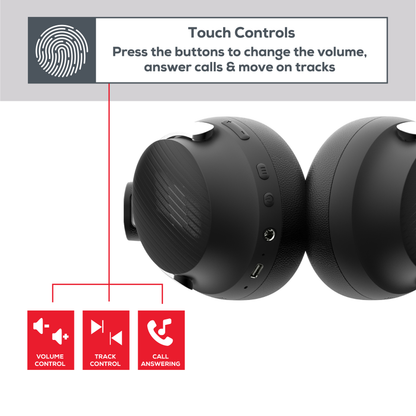 Rock Montari ANC Bluetooth On-Ear Headphones with 42 hour Playback - Black