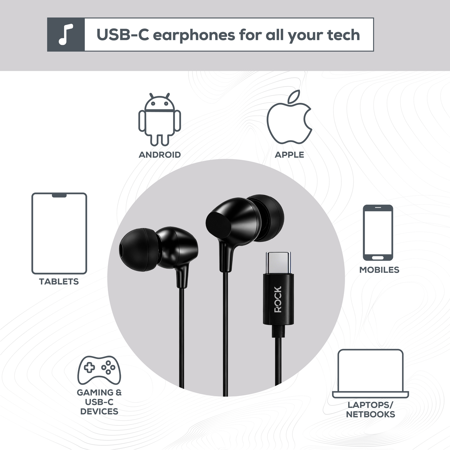 Rock GoWired Comfort USB-C Earphones With In-Line Controller