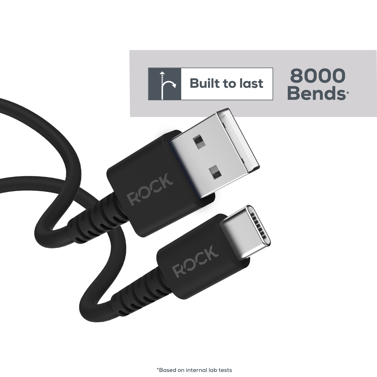 Rock Go Power 3 Metre USB to USB-C Charge & Sync Cable, 15W Black