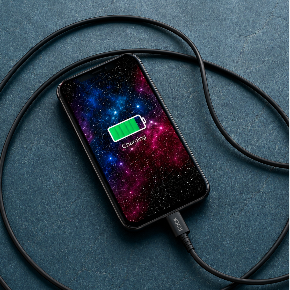 Rock Go Power 3 Metre USB to USB-C Charge & Sync Cable, 15W Black