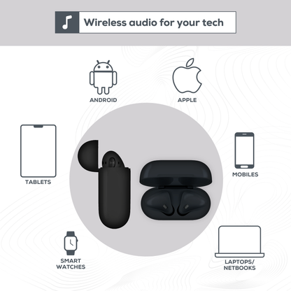 Rock Palm Lite True Wireless Earphones with 7 hour Playback - Black