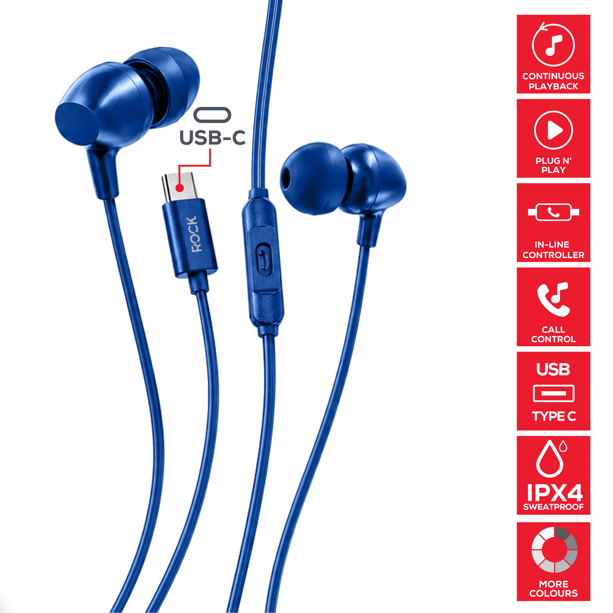 Rock GoWired Comfort USB-C Earphones With In-Line Controller