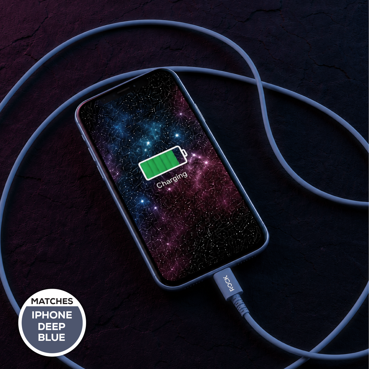 Rock Go Power 1 Metre USB to USB-C Charge & Sync Cable, 15W Deep Blue