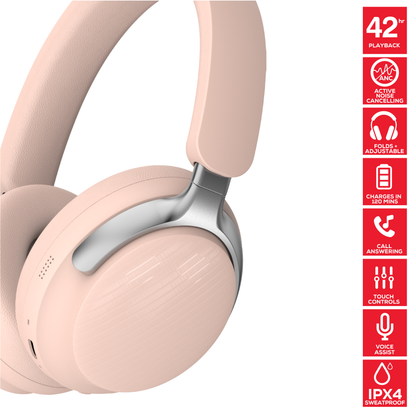Rock Montari ANC Bluetooth On-Ear Headphones with 42 hour Playback - Champagne