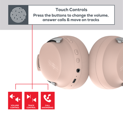 Rock Montari ANC Bluetooth On-Ear Headphones with 42 hour Playback - Champagne