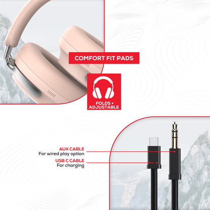 Rock Montari ANC Bluetooth On-Ear Headphones with 42 hour Playback - Champagne