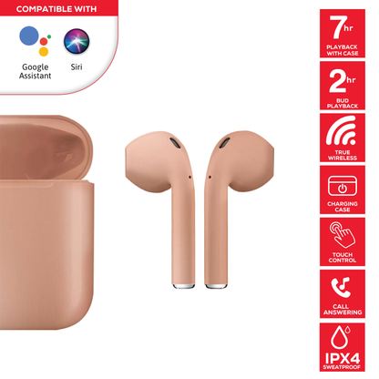 Rock Palm Lite True Wireless In-Ear Earbuds with 7 hour Playback - Champagne/Gold