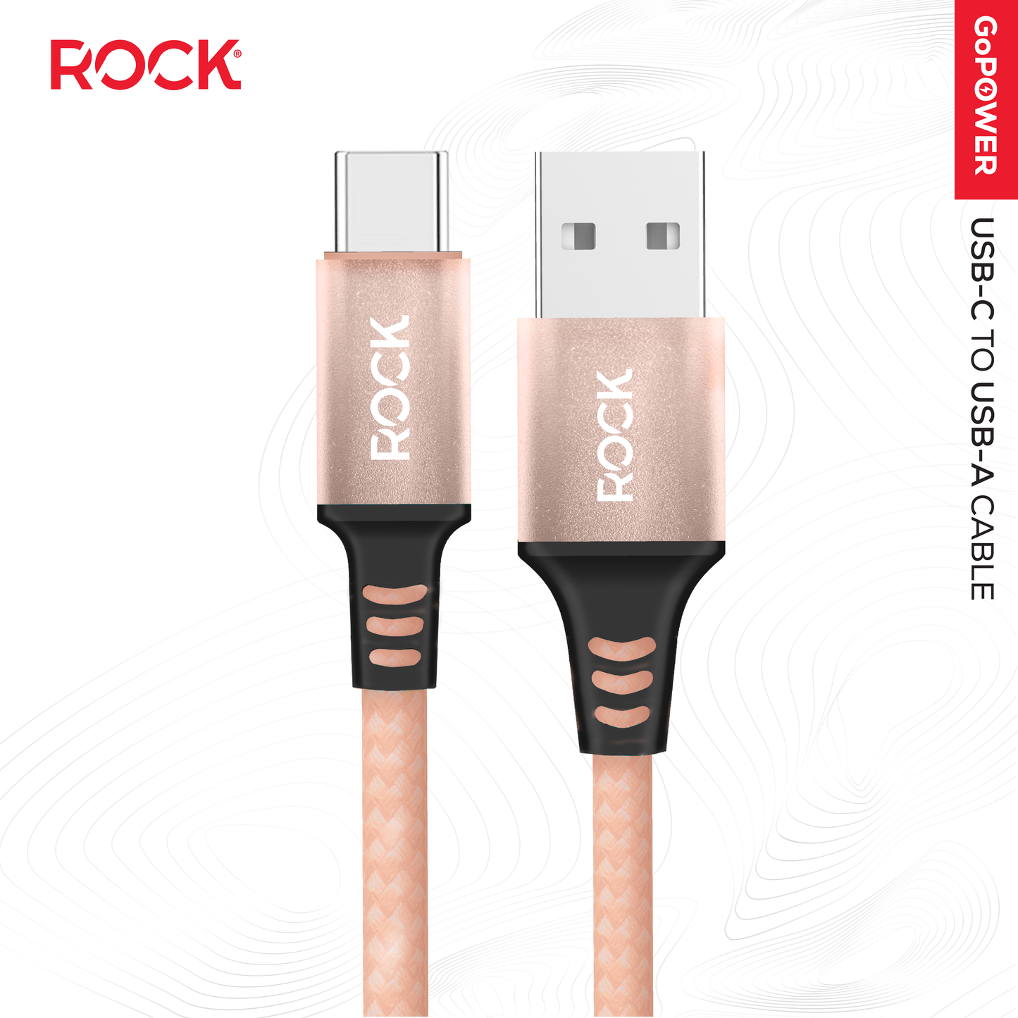 Rock Go Power Braided 1 Metre USB-C To USB Charging Cable - Navy