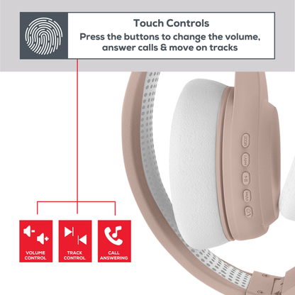 Rock Montari Lite Bluetooth On-Ear Headphones with 14 hour Playback - Champagne