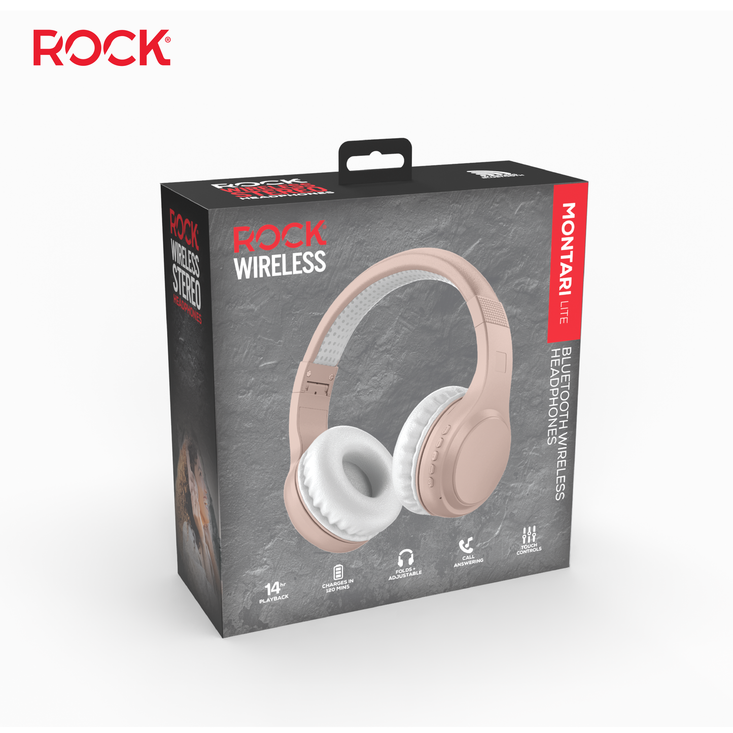Rock Montari Lite Bluetooth On-Ear Headphones with 14 hour Playback - Champagne
